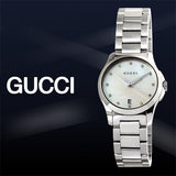 Gucci G Timeless Diamonds Mother of Pearl Dial Silver Steel Strap Watch For Women - YA126542 Buy Now By Gucci