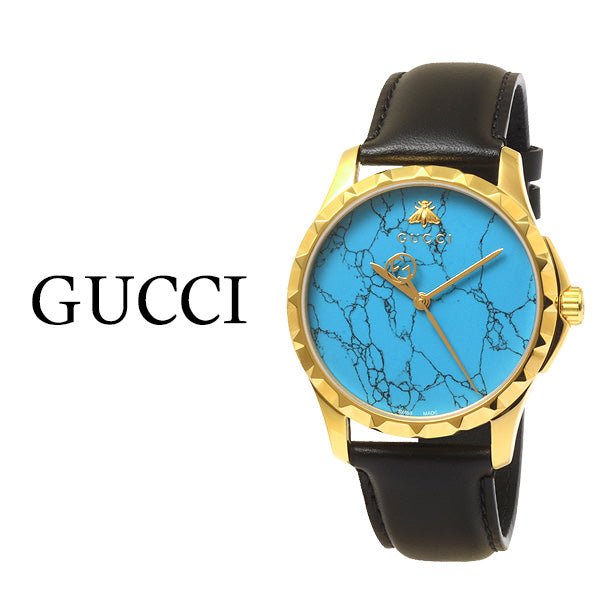 Gucci G Timeless Turquoise Blue Dial Black Leather Strap Watch For Men - YA126462 Buy Now By Gucci