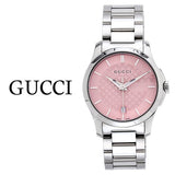 Gucci G Timeless Pink Dial Silver Steel Strap Watch For Women - YA126524 Buy Now By Gucci