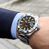 Tag Heuer Aquaracer Calibre 5 Automatic Sunray Brown Dial Silver Steel Strap Watch for Men - WAY2018.BA0927 Buy Now By Tag Heuer