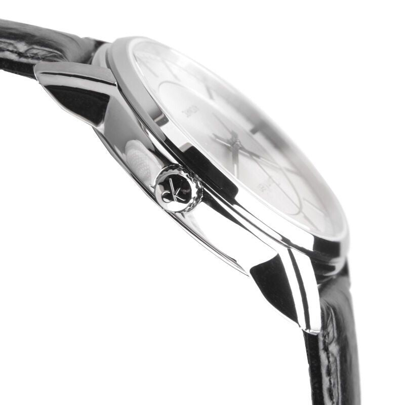 Calvin Klein Infinity Silver Dial Black Leather Strap Watch for Men - K5S341C6 Buy Now By Calvin Klein