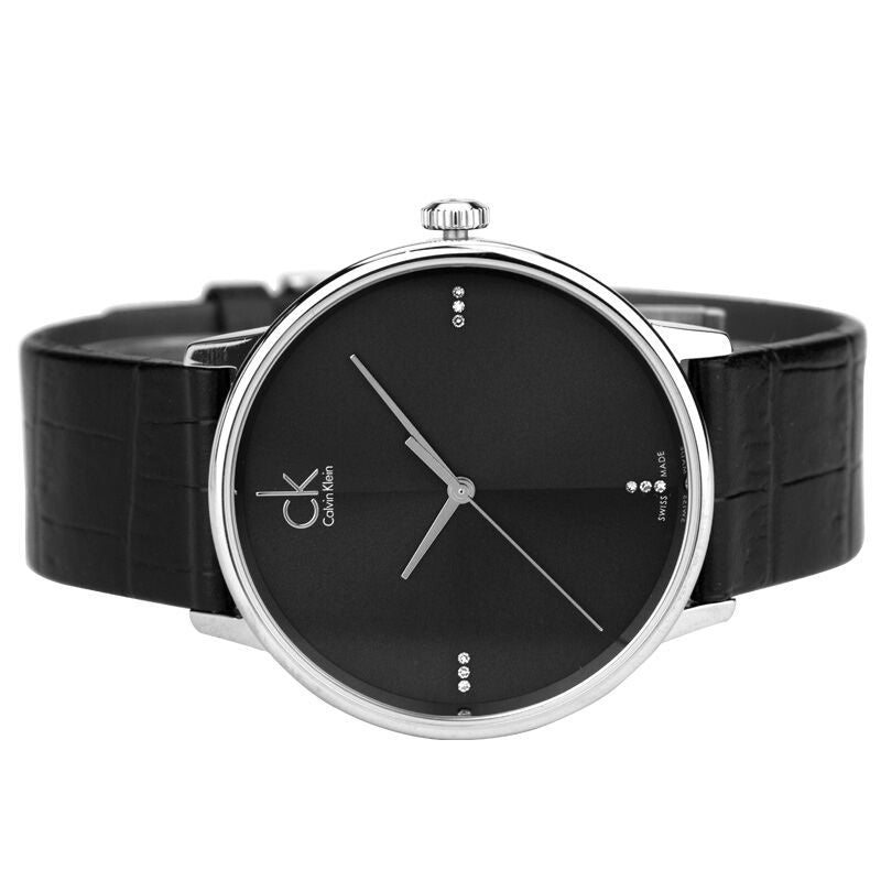 Calvin Klein Accent Black Dial Black Leather Strap Watch for Men - K2Y2X1CU Buy Now By Calvin Klein