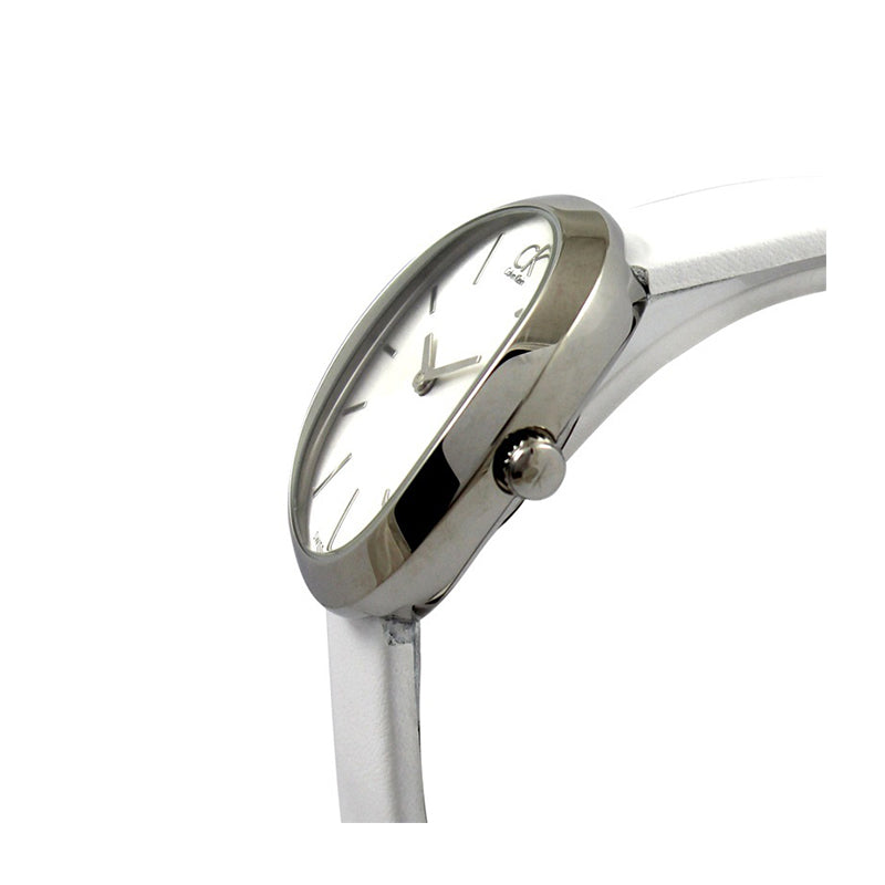 Calvin Klein Incentive White Dial White Leather Strap Watch for Women - K3P231L6 Buy Now By Calvin Klein