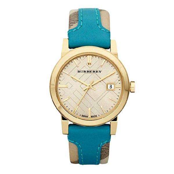 Burberry The City Gold Dial Blue Leather Strap Watch for Women - BU9018 Buy Now By Burberry