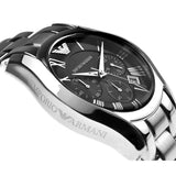 Emporio Armani Velente Chronograph Black Dial Silver Steel Strap Watch For Women - AR0674 Buy Now By Emporio Armani