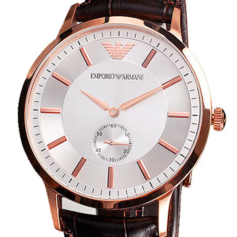 Emporio Armani Classic Analog Silver Dial Brown Leather Strap Watch For Men - AR9101 Buy Now By Emporio Armani
