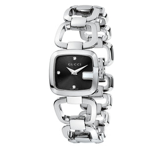 Gucci G Diamonds Black Dial Silver Steel Strap Watch For Women - YA125509 Buy Now By Gucci