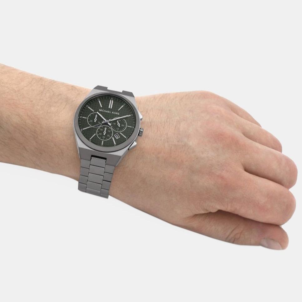 Michael Kors Lennox Chronograph Black Dial Grey Steel Strap Watch For Men - MK9118 Buy Now By Michael Kors