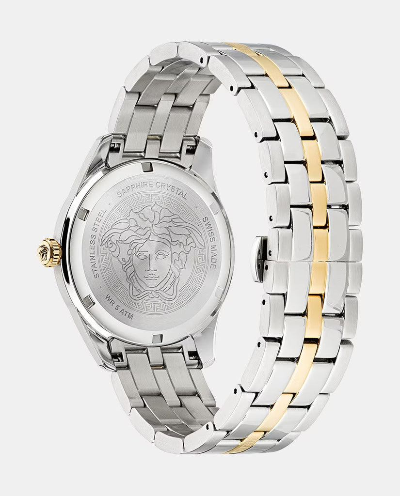 Versace Greca Time Quartz Green Dial Two Tone Steel Strap Watch For Men - VE3K00422 Buy Now By Versace