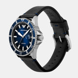 Emporio Armani Diver Three-Hand Quartz Blue Dial Blue Leather Strap Watch For Men - AR11516 Buy Now By Emporio Armani