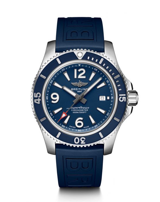 Breitling Superocean 44mm Automatic Blue Dial Blue Rubber Strap Watch for Men - A17367D81C1S2 Buy Now By Breitling