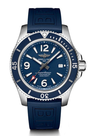 Breitling Superocean 44mm Automatic Blue Dial Blue Rubber Strap Watch for Men - A17367D81C1S2 Buy Now By Breitling