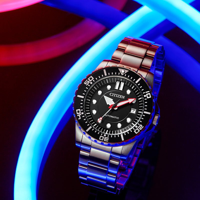 Citizen Mechanical Black Dial Silver Steel Strap Watch For Men - NJ0120-81E Buy Now By Citizen