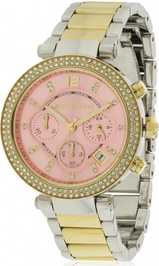 Michael Kors Parker Pink Dial Two Tone Steel Strap Watch for Women - MK6140 Buy Now By Michael Kors