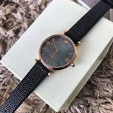 Emporio Armani Gianni T Bar Black Mother of Pearl Dial Black Leather Strap Watch For Women - AR11060 Buy Now By Emporio Armani