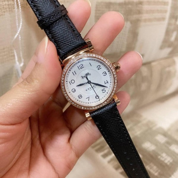 Coach Madison White Dial Black Leather Strap Watch for Women - 14503396 Buy Now By Coach