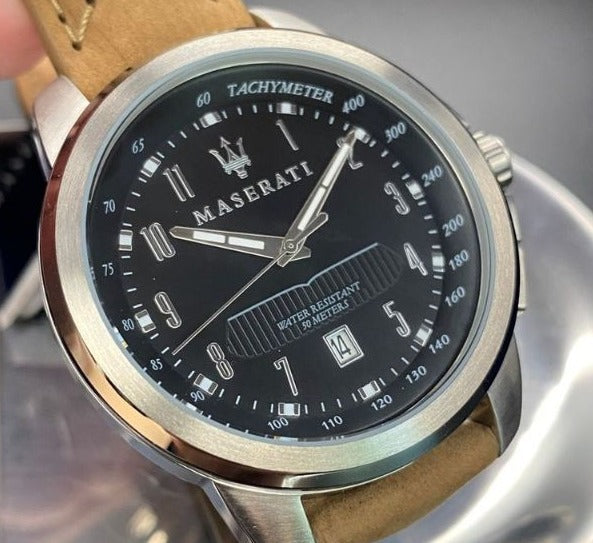 Maserati Successo Black Dial Beige Leather Strap Watch For Men - R8851121004 Buy Now By Maserati