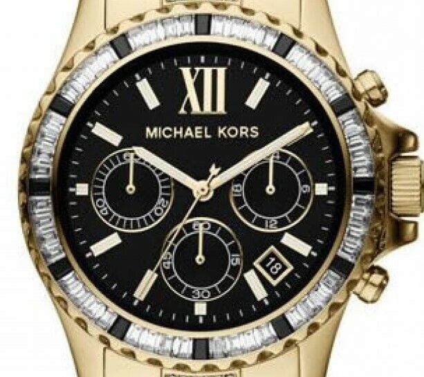 Michael Kors Everest Chronograph Black Dial Gold Steel Strap Watch For Women - MK5828 Buy Now By Michael Kors