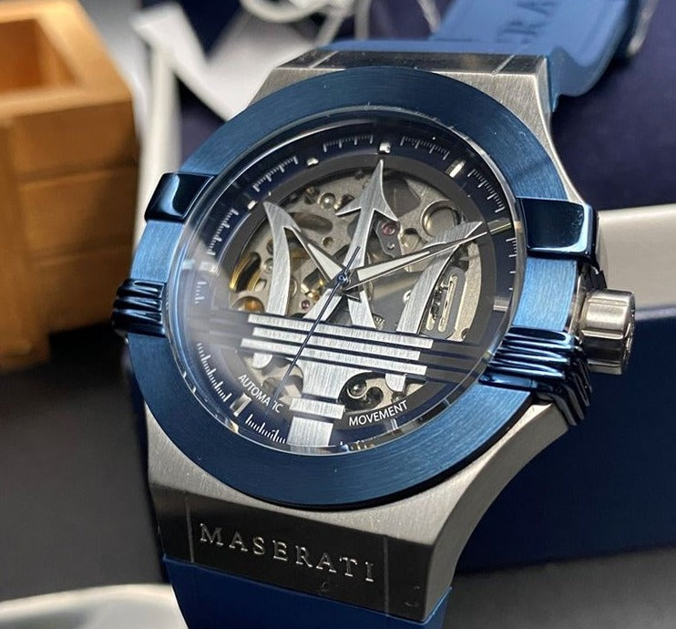 Maserati Potenza Skeleton Dial Quartz Blue Silicon Watch For Men - R8821108028 Buy Now By Maserati