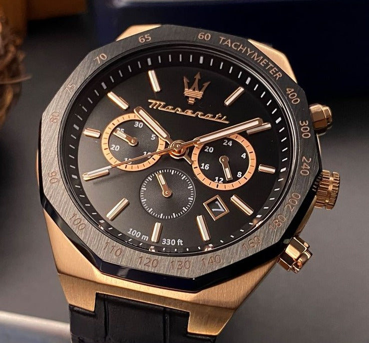 Maserati Stile Black Matte Dial Black Leather Strap Watch For Men - R8871642001 Buy Now By Maserati