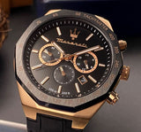 Maserati Stile Black Matte Dial Black Leather Strap Watch For Men - R8871642001 Buy Now By Maserati