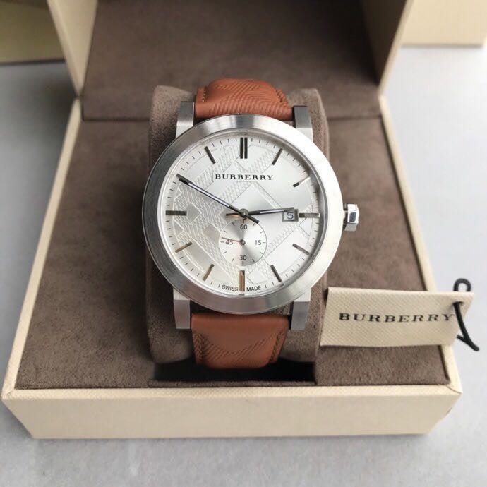 Burberry The City Silver Dial Brown Leather Strap Watch for Men - BU9904 Buy Now By Burberry