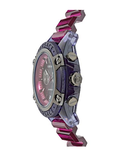 Versace Icon Active Chronograph Black Dial Purple Rubber Strap Watch For Men - VEZ701423 Buy Now By Versace