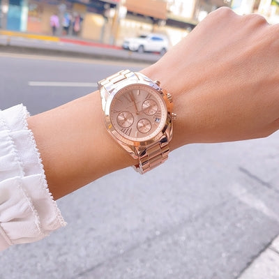 Michael Kors Brecken Chronograph Quartz Rose Gold Dial Rose Gold Steel Strap Watch For Women - MK6367 Buy Now By Michael Kors