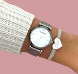 Emporio Armani Gianni T Bar Mother of Pearl Dial Silver Steel Strap Watch For Women - AR1955 Buy Now By Emporio Armani