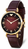 Emporio Armani Gianni T Bar Burgundy Dial Burgundy Leather Strap Watch For Women - AR1757 Buy Now By Emporio Armani