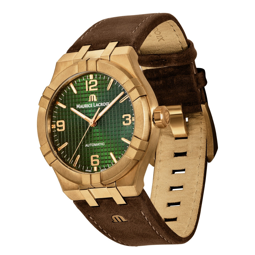 Maurice Lacroix Aikon Automatic Green Dial Brown Leather Strap Watch For Men - AI6008-BRZ0B-630-M Buy Now By Maurice Lacroix