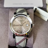 Burberry The City Grey Dial Checked Grey Leather Strap Watch for Women - BU9118 Buy Now By Burberry