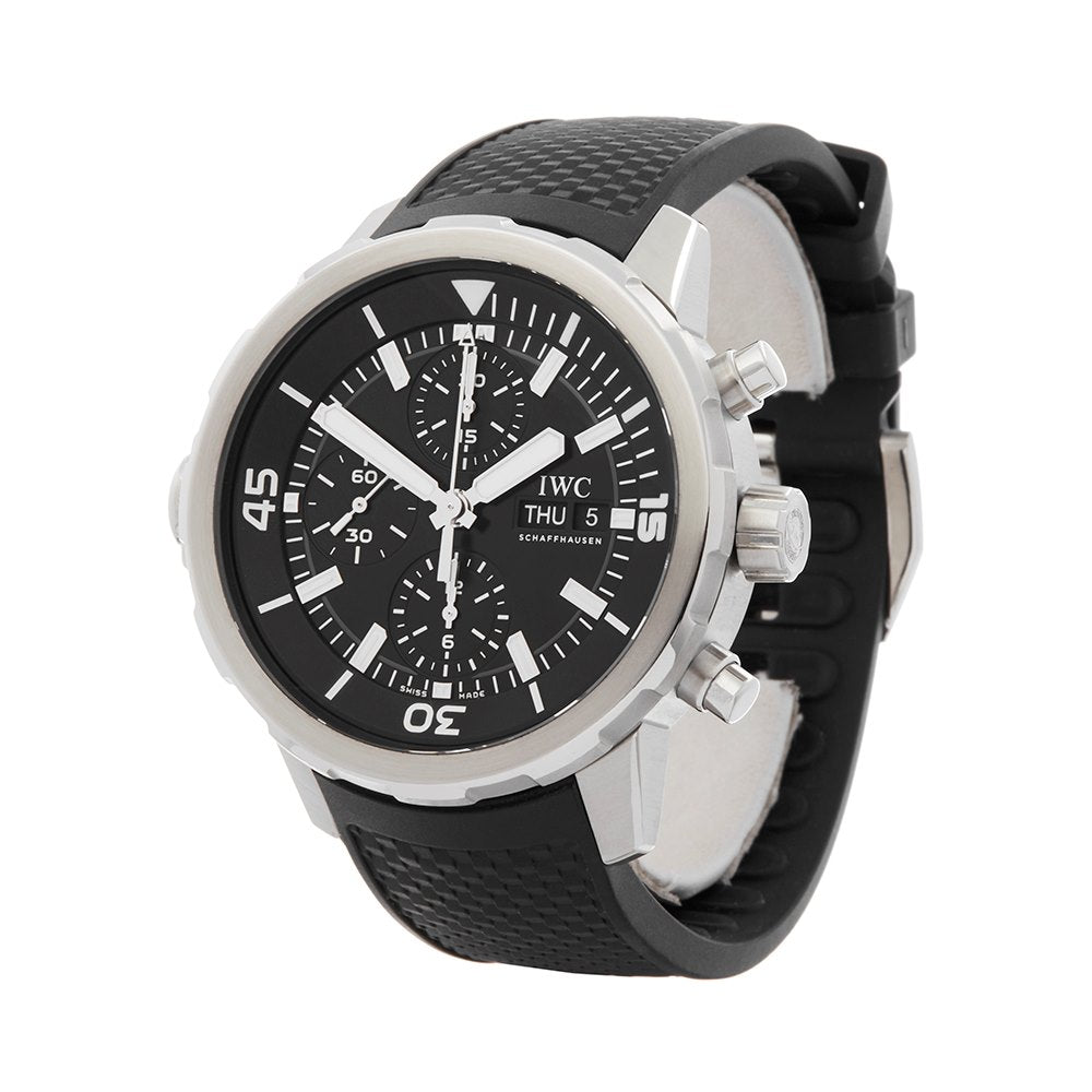IWC Aquatimer Chronograph Black Dial Black Leather Strap Watch for Men - IW376803 Buy Now By IWC
