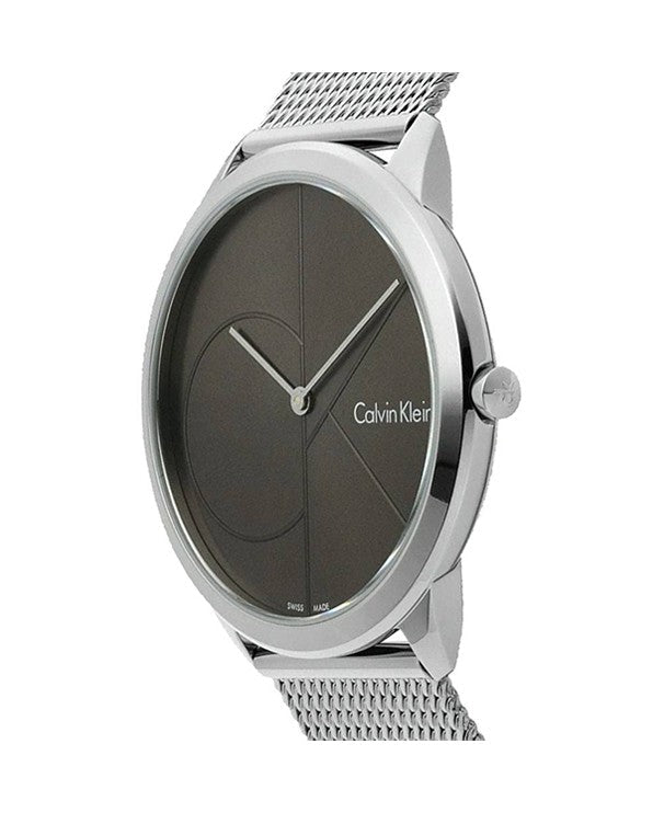 Calvin Klein Minimal Black Dial Silver Mesh Bracelet Watch for Men - K3M21123 Buy Now By Calvin Klein