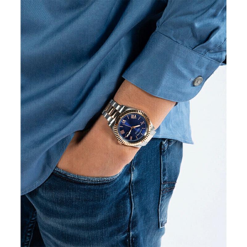 Guess Connoisseur Quartz Blue Dial Two Tone Steel Strap Watch For Men - GW0265G12 Buy Now By Guess