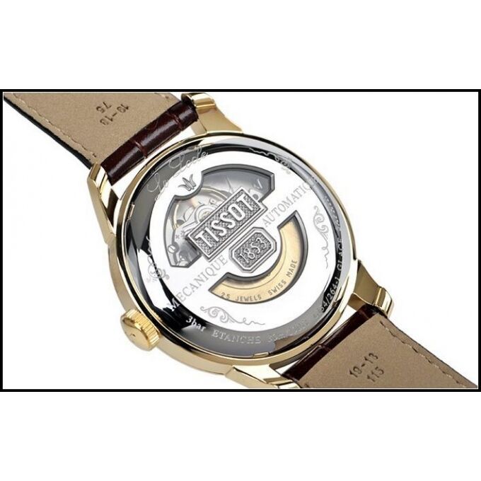 Tissot T Classic Le Locle Automatic Gold Dial Maroon Leather Strap Watch For Men - T41.5.413.73 Buy Now By Tissot