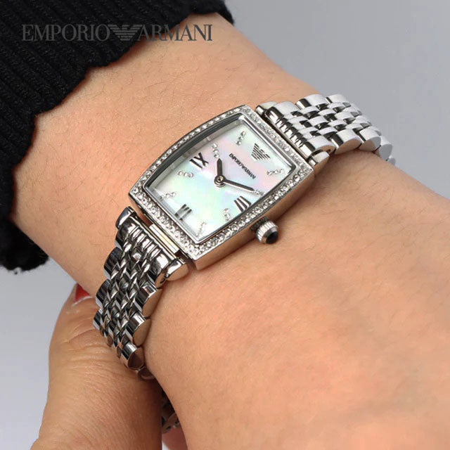 Emporio Armani Gianni T-Bar Quartz White Dial Silver Steel Strap Watch For Women - AR11405 Buy Now By Emporio Armani