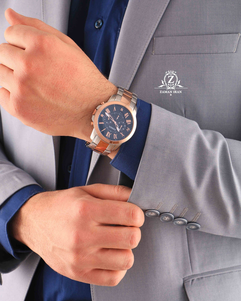 Fossil Grant Chronograph Blue Dial Two Tone Steel Strap Watch for Men - FS5024 Buy Now By Fossil