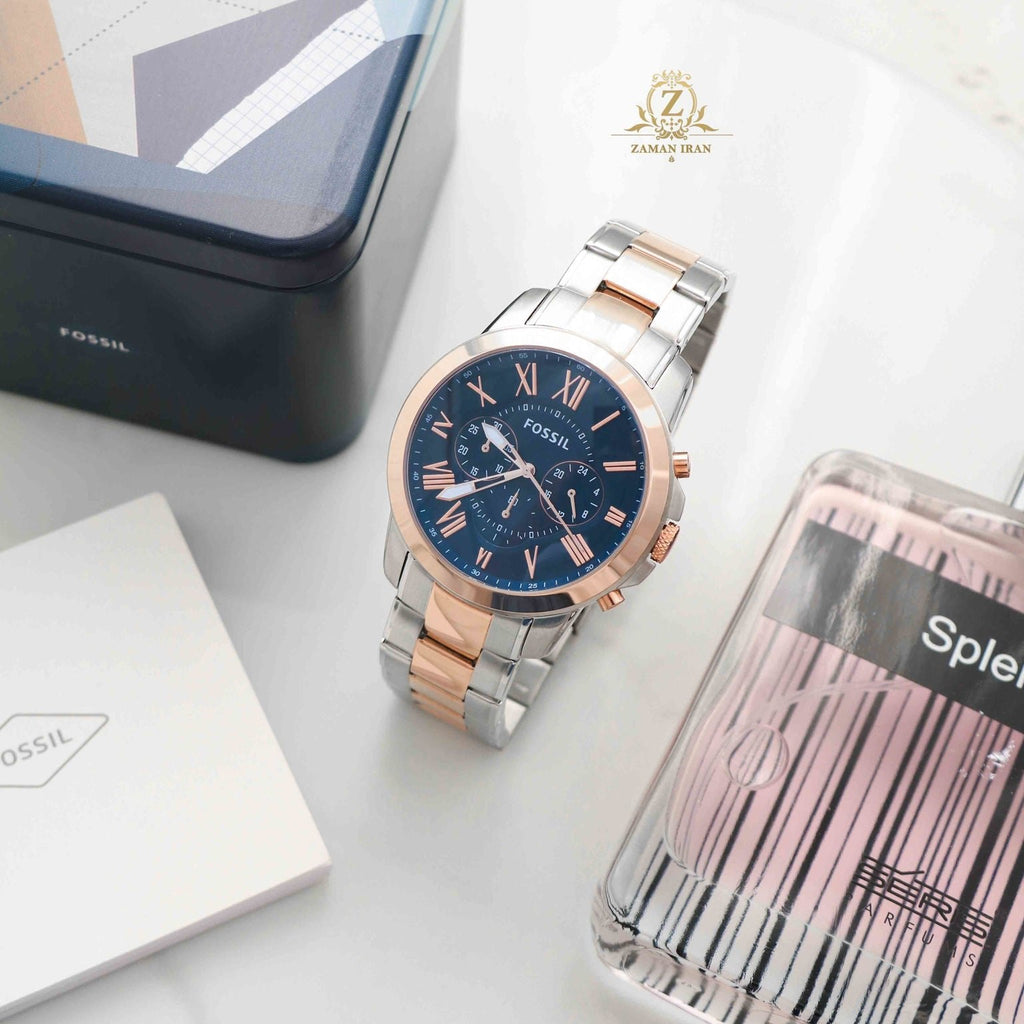 Fossil Grant Chronograph Blue Dial Two Tone Steel Strap Watch for Men - FS5024 Buy Now By Fossil