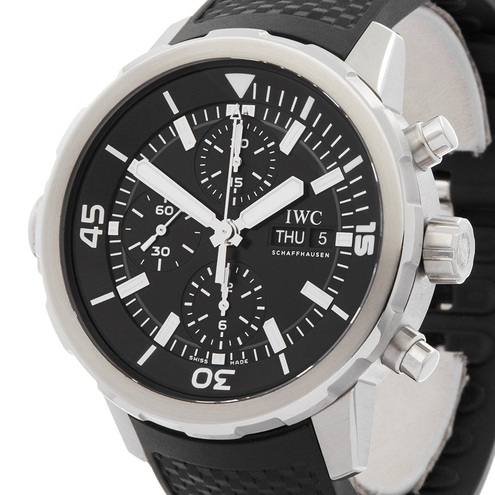 IWC Aquatimer Chronograph Black Dial Black Leather Strap Watch for Men - IW376803 Buy Now By IWC