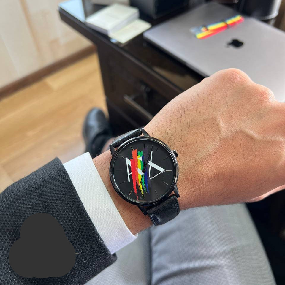 Armani Exchange Cayde Analog Black Dial Black Leather Strap Watch For Men - AX7120 Buy Now By Armani Exchange