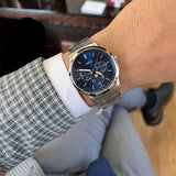 Fossil Neutra Minimalist Moonphase Blue Dial Silver Steel Strap Watch for Men - FS5907 Buy Now By Fossil