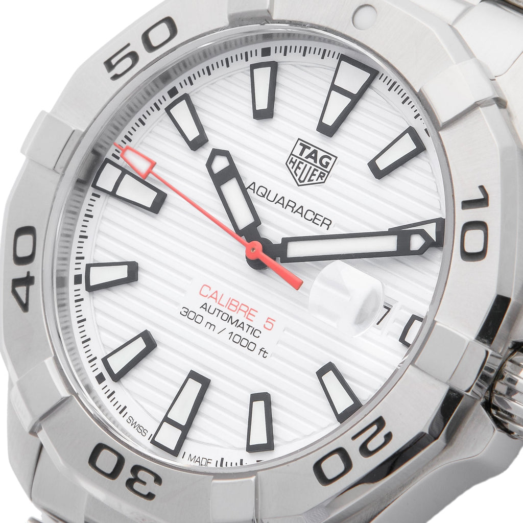 Tag Heuer Aquaracer Calibre 5 Automatic White Dial Silver Steel Strap Watch for Men - WAY2013.BA0927 Buy Now By Tag Heuer