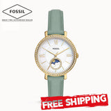 Fossil Jacqueline Analog Moonphase Mother of Pearl White Dial Green Leather Strap Watch for Women - ES5168 Buy Now By Fossil