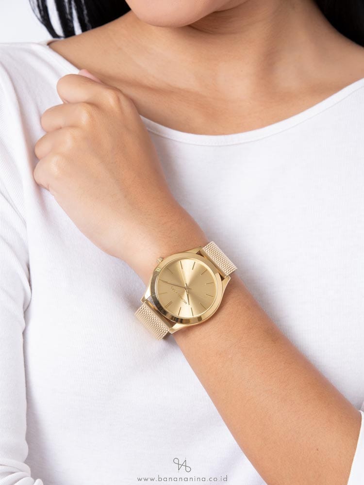 Michael Kors Slim Runway Quartz Gold Dial Gold Mesh Bracelet Watch For Women - MK8625 Buy Now By Michael Kors