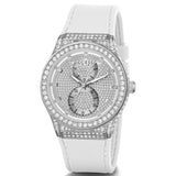 Guess Princess Crystals Silver Dial White Silicone Strap Watch For Women - GW0439L1 Buy Now By Guess