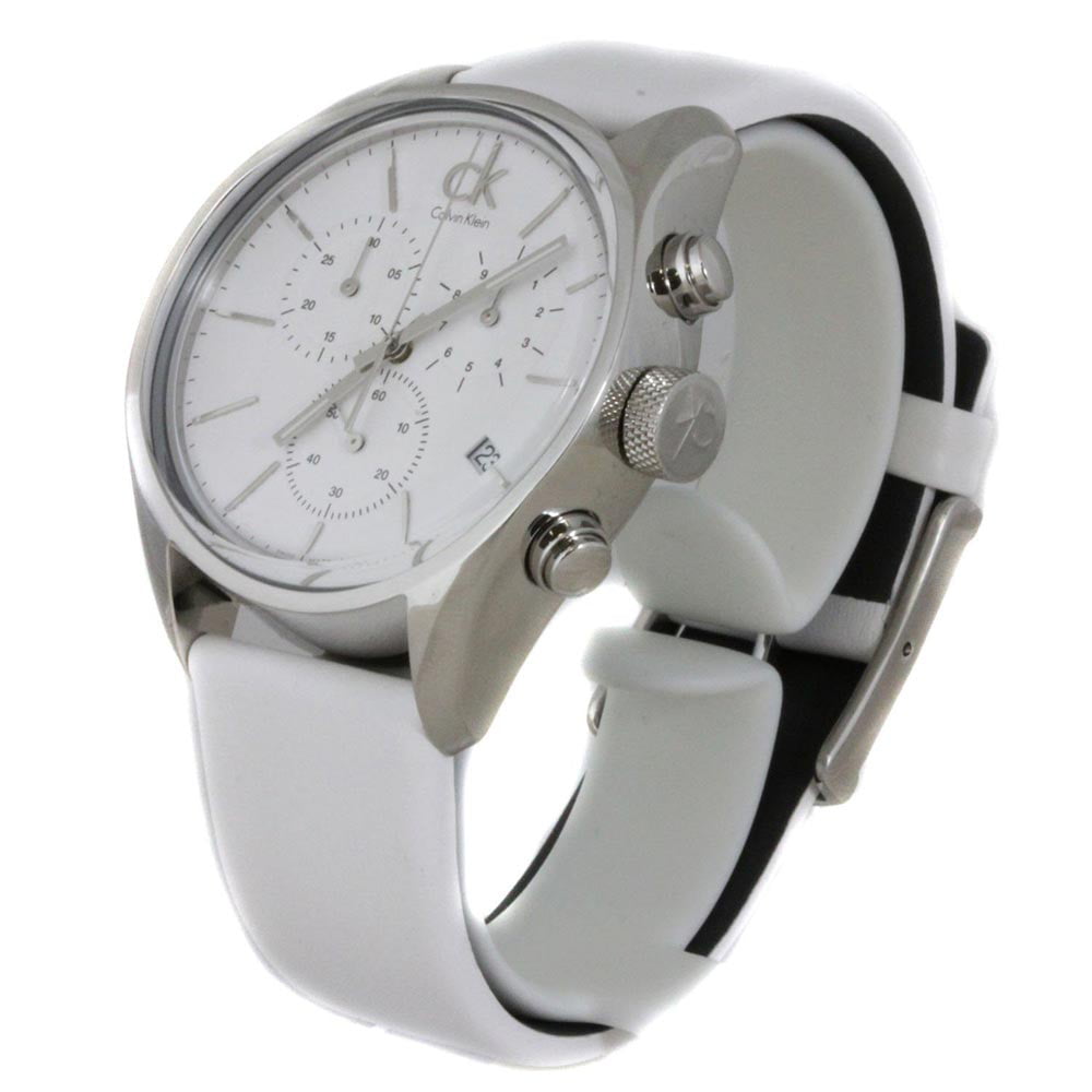 Calvin Klein Masculine Chronograph White Dial White Leather Strap Watch for Men - K2H27101 Buy Now By Calvin Klein
