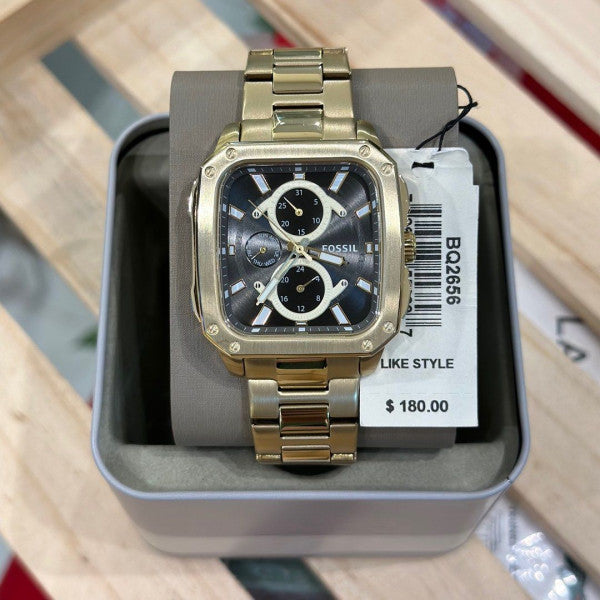 Fossil Inscription Multifunction Black Dial Gold Steel Strap Watch for Men - BQ2656 Buy Now By Fossil