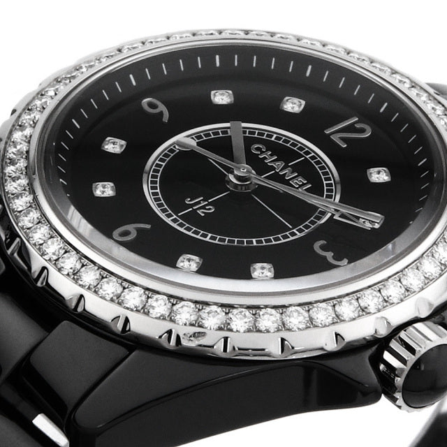 Chanel J12 Diamonds Ceramic Black Dial Black Steel Strap Watch for Women - J12 H3108 Buy Now By Chanel
