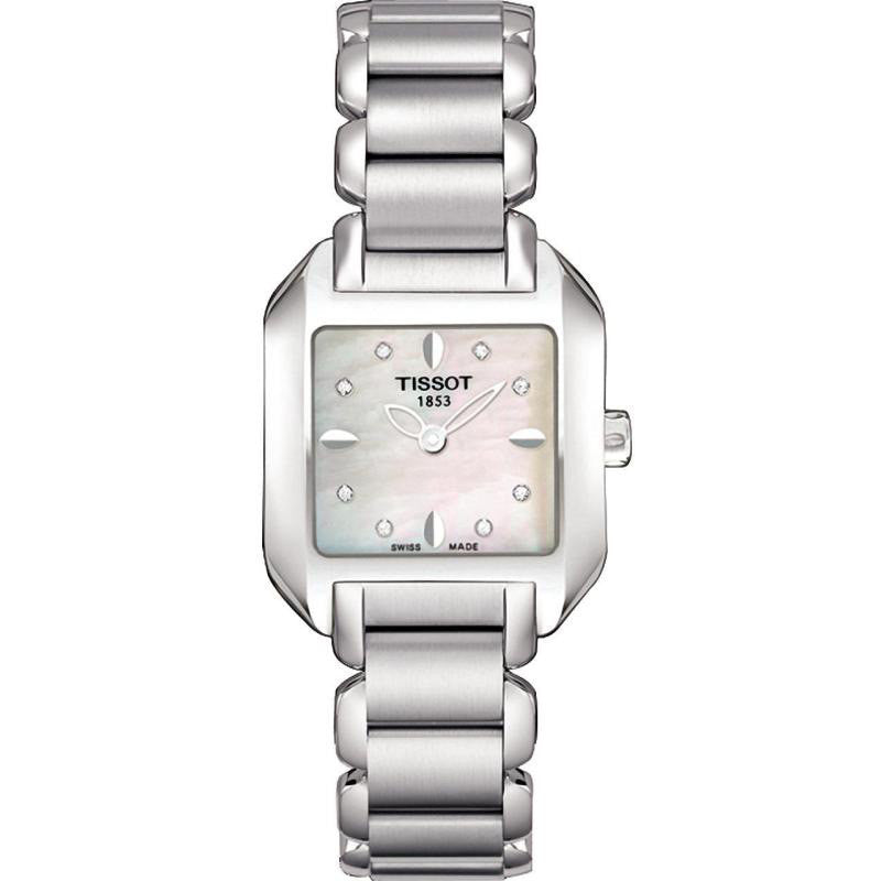 Tissot T Wave Diamonds Mother of Pearl Dial Silver Steel Strap Watch for Women - T02.1.285.74 Buy Now By Tissot
